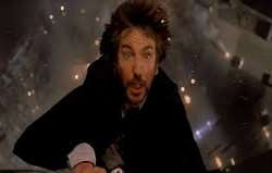While filming the Hans Gruber fall scene from the top of the building in the film 